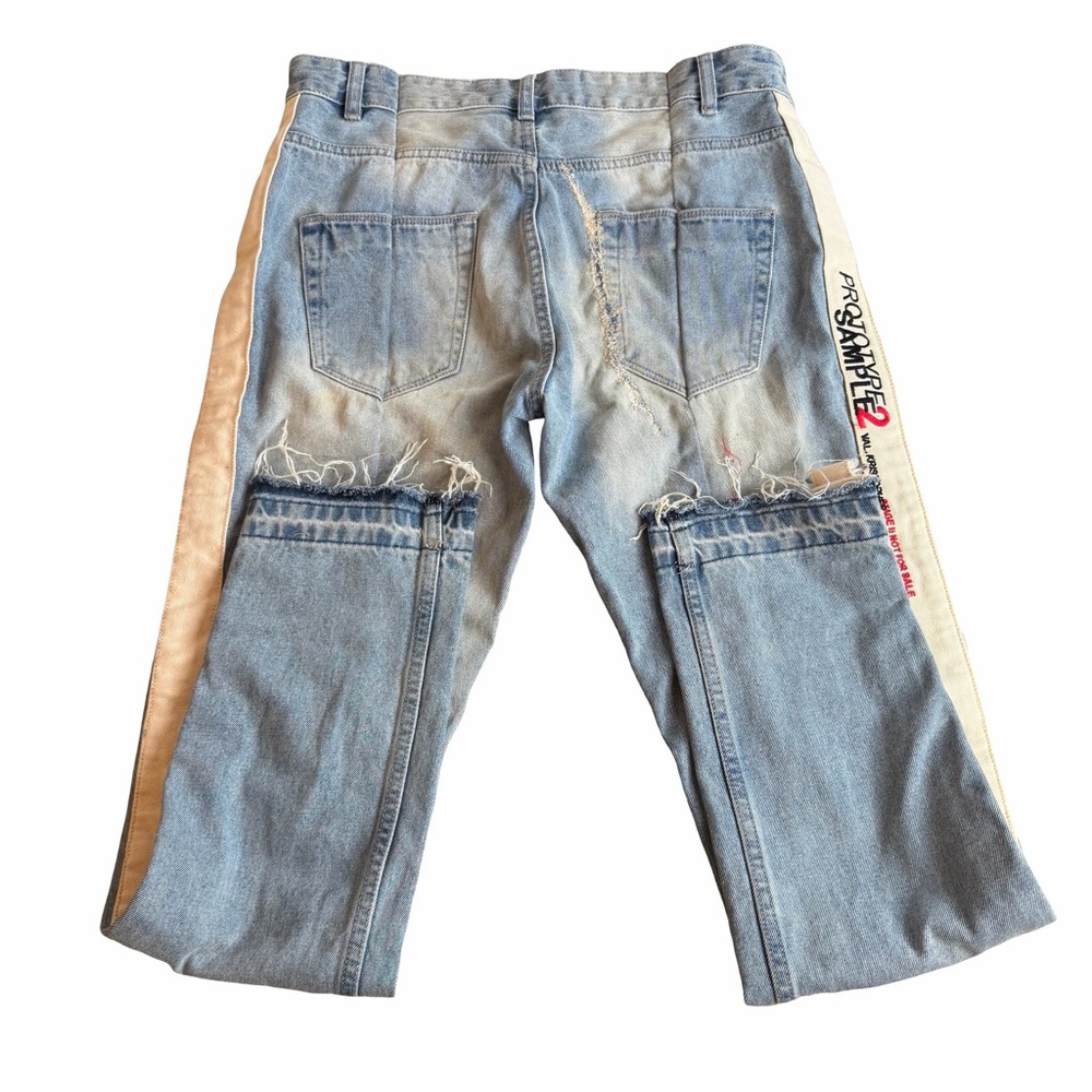 PARIS RUNWAY SAMPLE Men's SKINNY Fit Blue Jeans HIGHLY DISTRESSED - Picture 4 of 10
